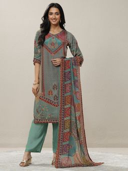 Libas - Printed Muslin Straight Kurta with Palazzo and Dupatta