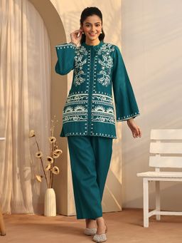 Libas - Embellished Cotton Blend Straight Co-Ord Set