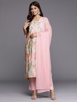 Indo Era - Multi-Color Printed Embroidered Straight Kurta With Pant And Dupatta