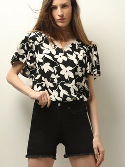 VERO MODA - Black Floral Print Top