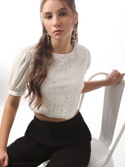 VERO MODA - White Lace Crop Top