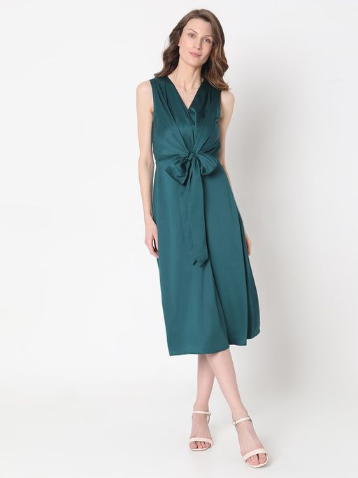 slim fit dress slacks Vero Dress In Olive Green Doppio Satin