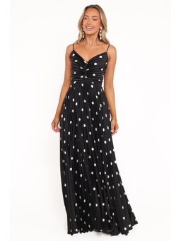 Petal & Pup - Naira Pleated Maxi Dress - Black Polka Dot