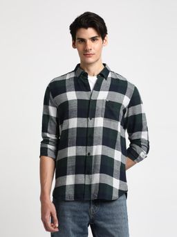 The Bear House - Men Multi Color Checked Slim Fit Flannel Cotton Casual Shirt