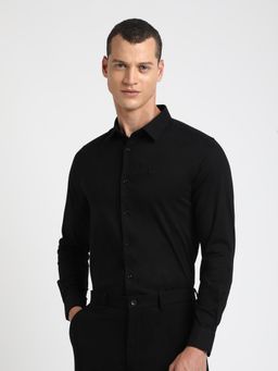 The Bear House - Men Black Solid Slim Fit Cotton Formal Shirt