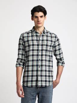 The Bear House - Men Multi Color Checked Slim Fit Flannel Cotton Casual Shirt