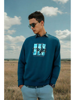 Allen Solly - Men Blue Crew Neck Full Sleeves Sweatshirt