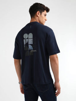 Arrow Newyork - Men Navy Blue Relaxed Fit Printed T-Shirt