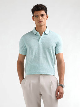 Arrow - Men Green Textured Regular Fit Polo T-Shirt