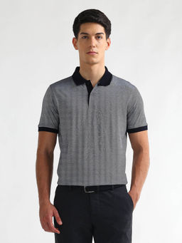 Arrow - Men Grey Textured Regular Fit Polo T-Shirt