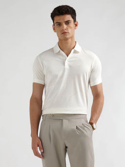 Arrow - Men White Solid Regular Fit Polo T-Shirt