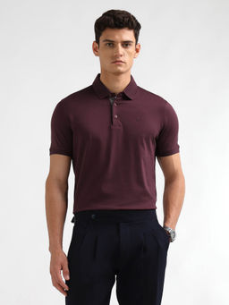 Arrow - Men Purple Solid Regular Fit Polo T-Shirt