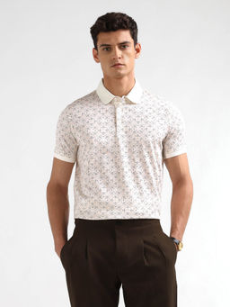 Arrow - Men Off White Printed Regular Fit Polo T-Shirt