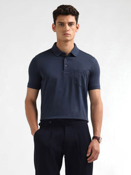 Arrow - Men Navy Blue Solid Regular Fit Polo T-Shirt