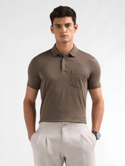 Arrow - Men Brown Solid Regular Fit Polo T-Shirt