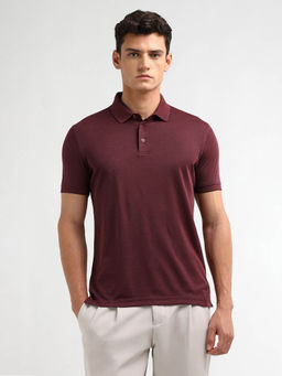 Arrow - Men Maroon Solid Regular Fit Polo T-Shirt