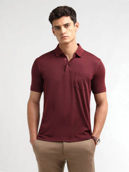 Arrow - Men Maroon Solid Regular Fit Polo T-Shirt