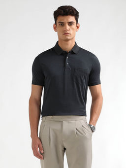 Arrow - Men Black Solid Regular Fit Polo T-Shirt