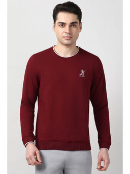 Peter England - Men Maroon Graphic Print Sweatshirt