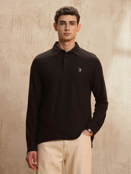 U.S. Polo Assn. Denim Co. - Men Brown Solid Polo T-Shirt