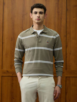 U.S. POLO ASSN. - Men Green Striped Polo T-Shirt