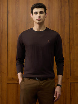 U.S. POLO ASSN. - Men Brown Solid T-Shirt