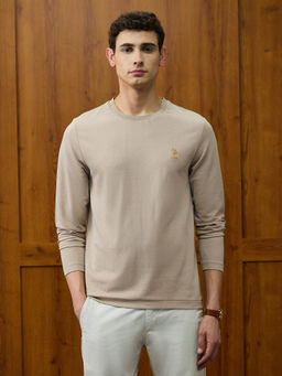 U.S. POLO ASSN. - Men Beige Solid T-Shirt