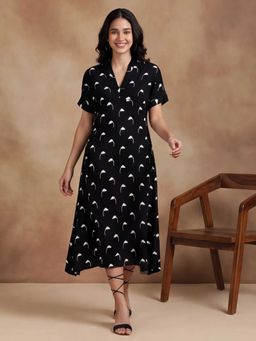 Black & Blah Blah - Printed A-Line Dress