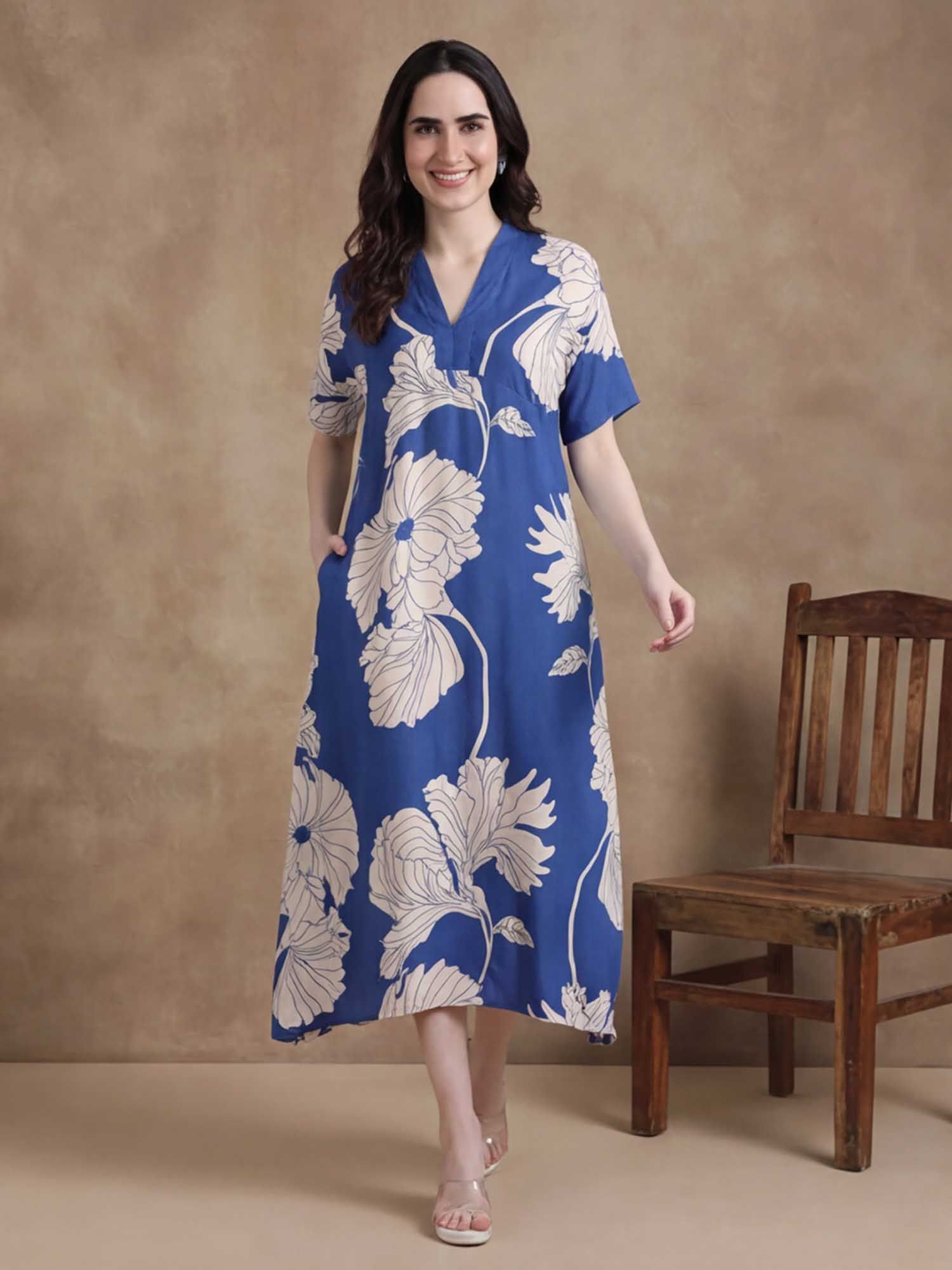 Floral Printed A-Line Dress-image-5