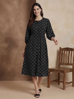 Black & Blah Blah - Printed A-Line Dress