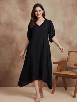Black & Blah Blah - Solid A-Line Dress