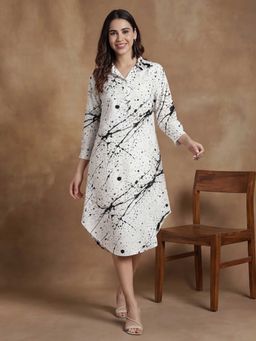 Black & Blah Blah - Printed A-Line Dress