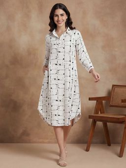 Black & Blah Blah - Printed A-Line Dress