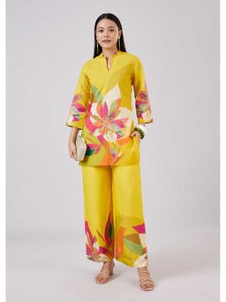 KALKI FASHION - Yellow Cotton Sequined Co-ord Sets