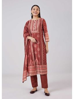 KALKI FASHION - Brown Chanderi Sequins Detailing Kurta Pant With Dupatta