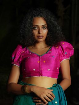 Suta - Pink Hand-Embroidered Padded Blouse