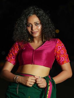 Suta - Pink Hand-Embroidered Padded Blouse