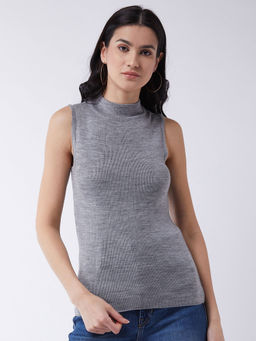 RVK - Women Grey Solid Pullover Sweater