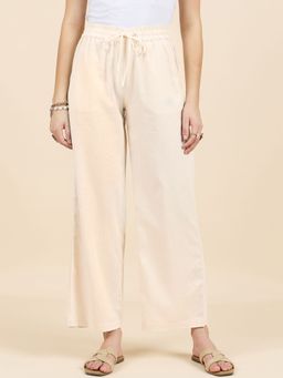 Gipsy - Women Cream Regular Fit Cotton Poly Pants