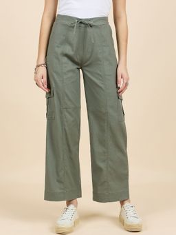 Gipsy - Women Olive Regular Fit Linen Cargo Pants