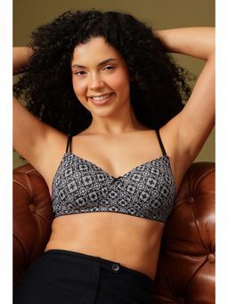 Clovia - Padded Non-Wired Full Cup Printed Multiway T-Shirt Bra In Black