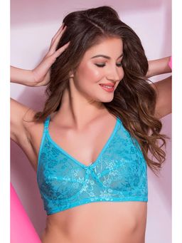 Clovia - Lace Solid Non-Padded Full Cup Wire Free Bra - Light Blue