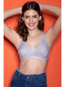 Clovia - Cotton Rich Solid Non-Padded Full Cup Wire Free Everyday Bra - Light Grey
