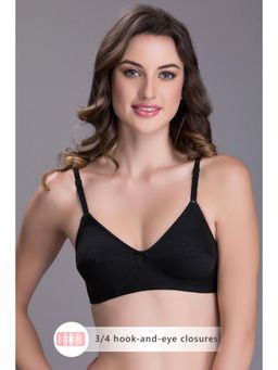 Clovia - Cotton Spandex Solid Non-Padded Full Cup Wire Free Everyday Bra - Black