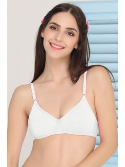 Clovia - Cotton Rich Solid Non-Padded Full Cup Wire Free T-shirt Bra - White