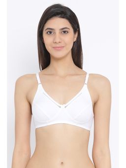 Clovia - Cotton Rich Solid Non-Padded Full Cup Wire Free Everyday Bra - White