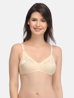 Clovia - Lace Solid Non-Padded Full Cup Wire Free Bridal Bra - Beige