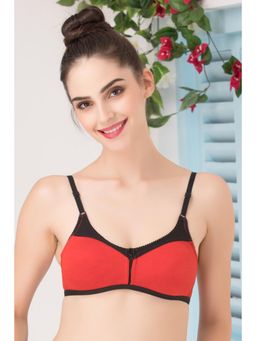 Clovia - Non-Wired Non-Padded Full Cup Colourblocked Bra Red