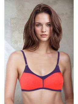 Clovia - Cotton Rich Non-Padded Non-Wired T-Shirt Bra Coral