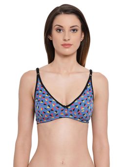 Clovia - Cotton Non-Wired Non-Padded Printed Bra In Blue
